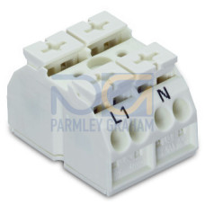 4-conductor chassis-mount terminal strip, without ground contact, L1-N, white