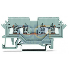 4-conductor through terminal block, 1.5 mm&sup2;, lateral marker slots, gray