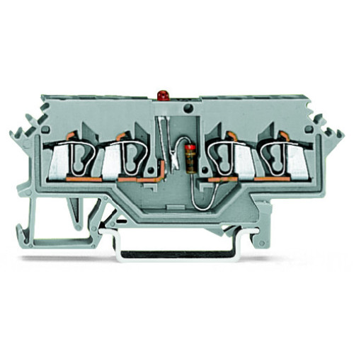 Component terminal block, 4-conductor, LED (red), gray