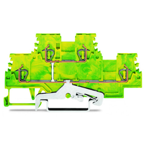 Double-deck terminal block, 4-conductor ground terminal block, 1.5 mm&sup2;, green-yellow