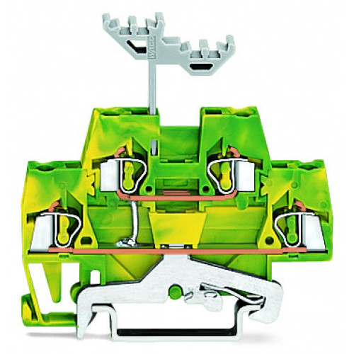 Double-deck terminal block, 4-conductor ground terminal block, 2.5 mm&sup2;, green-yellow