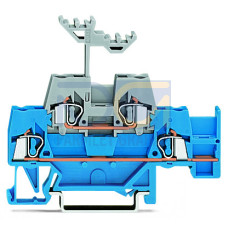 Double-deck terminal block, Through/through terminal block, with additional jumper position on lower level, blue/gray