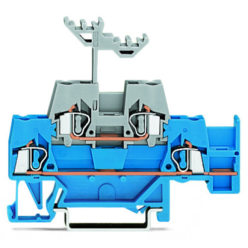 Double-deck terminal block, Through/through terminal block, with additional jumper position on lower level, blue/gray