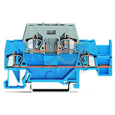 Double-deck terminal block, with additional jumper position on lower level, for DIN-rail 35 x 15 and 35 x 7.5, blue/gray