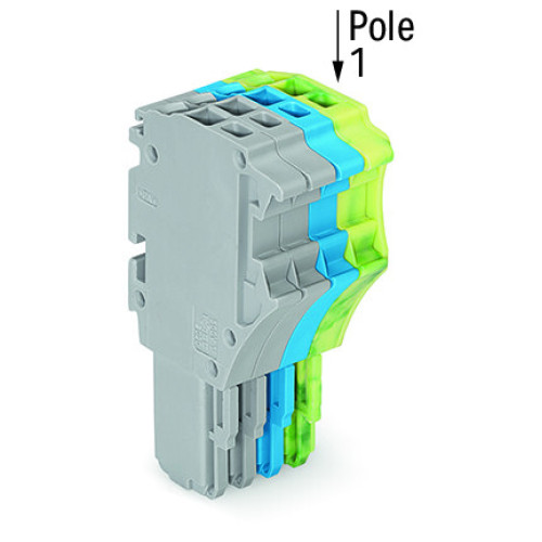 1-conductor female connector, Push-in CAGE CLAMP&reg;, 1.5 mm&sup2;, gray/blue/green-yellow