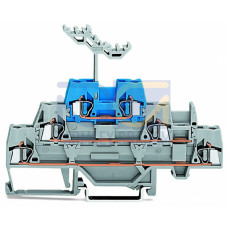 Triple-deck terminal block, Through/through/through terminal block, for DIN-rail 35 x 15 and 35 x 7.5, gray/gray/blue