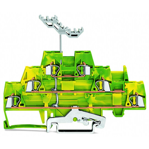 Triple-deck terminal block, 6-conductor ground terminal block, 2.5 mm&sup2;, green-yellow