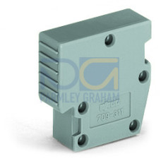 B-type spacer module, modular, e.g., for bridging commoned terminal blocks, gray