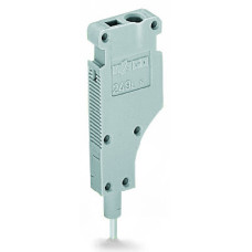 L-type end module, modular, with rigid contact pin, gray