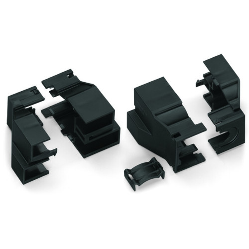 Strain relief housing, 7-pole, with locking clip, black