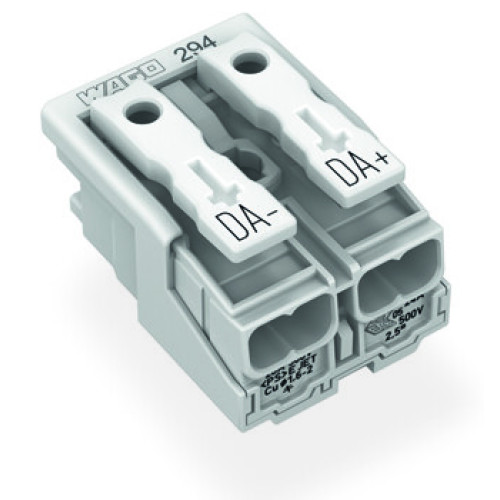 Lighting connector, push-button, external, without ground contact, white