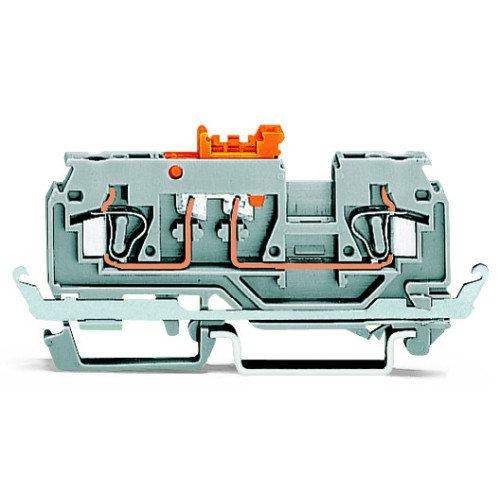 2-conductor disconnect/test terminal block, with shield contact, with test port, gray