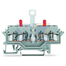 2-conductor disconnect/test terminal block, without pivoting knife disconnect, with touch-proof test sockets, gray