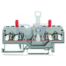 2-conductor disconnect/test terminal block, without pivoting knife disconnect, with touch-proof test sockets, gray