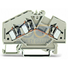 3-conductor through terminal block, 4 mm&sup2;, suitable for Ex e II applications, light gray