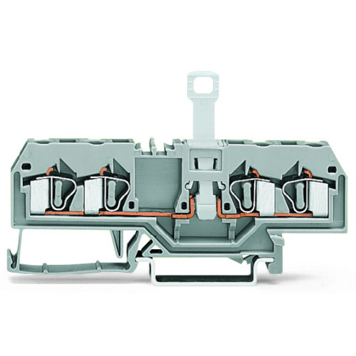 4-conductor disconnect terminal block, for DIN-rail 35 x 15 and 35 x 7.5, 4 mm&sup2;, gray