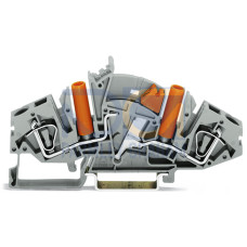 2-conductor disconnect/test terminal block, longitudinal switching, with touch-proof test sockets, gray