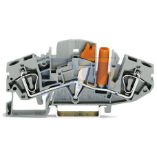 2-conductor disconnect/test terminal block, transverse switching, with touch-proof test socket, gray