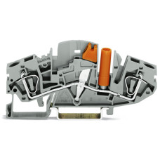 2-conductor disconnect/test terminal block, transverse switching, with touch-proof test socket, gray