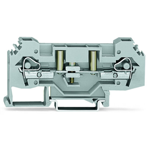 2-conductor disconnect/test terminal block, with test option, for 4 mm &Oslash; test plugs, gray