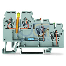 3-conductor actuator supply terminal block, LED (yellow), for NPN-(low-side) switching actuators, gray