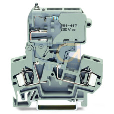 2-conductor fuse terminal block, with pivoting fuse holder, for 5 x 20 mm miniature metric fuse, gray