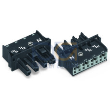 Snap-in socket, with protruding mating face, 4-pole, black