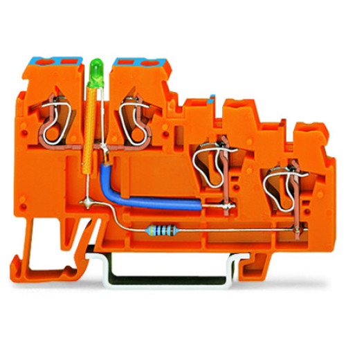 3-conductor sensor supply terminal block, LED (green), 2.5 mm&sup2;, orange