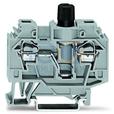 2-conductor fuse terminal block, for glass cartridge fuse &frac14;" x 1&frac14;", without blown fuse indication, gray