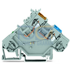 3-conductor sensor supply terminal block, LED (green), for PNP-(high-side) switching sensors, gray