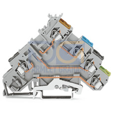 4-conductor sensor terminal block, with ground contact, for component plugs, gray