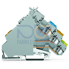 3-conductor actuator supply terminal block, with ground contact, with colored conductor entries, gray