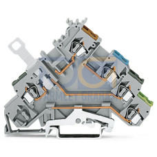 4-conductor sensor terminal block, with colored conductor entries, 2.5 mm&sup2;, gray