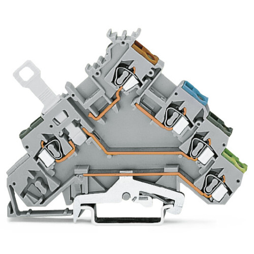 4-conductor sensor terminal block, with colored conductor entries, 2.5 mm&sup2;, gray