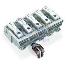 Lighting connector, push-button, external, with snap-in ground contact, white