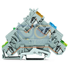 3-conductor sensor supply terminal block, LED (green), for NPN-(low-side) switching sensors, gray