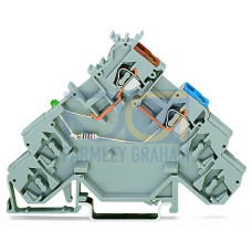 4-conductor sensor supply terminal block, LED (green), Power supply from sensor side, gray