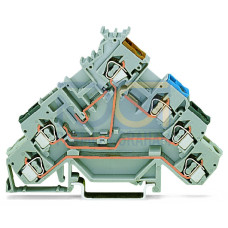 4-conductor sensor terminal block, for PNP (positive) switching sensors, for fuse plugs, gray