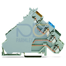 4-conductor sensor terminal block, for PNP (positive) switching sensors, for fuse plugs, gray