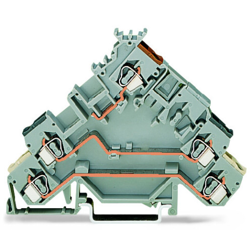 3-conductor actuator supply terminal block, with colored conductor entries, 2.5 mm&sup2;, gray