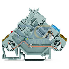 2-conductor actuator terminal block, LED (red), with colored conductor entries, gray