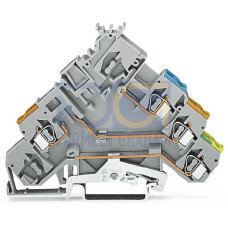 3-conductor actuator supply terminal block, with ground contact, with colored conductor entries, gray