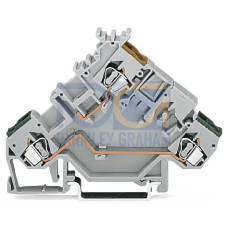 3-conductor actuator supply terminal block, with colored conductor entries, 2.5 mm&sup2;, gray