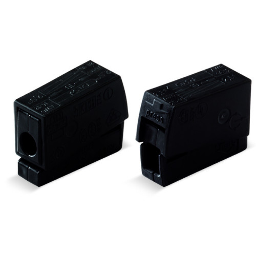 Lighting connector, push-button on lighting side, Lighting side: for all conductor types, black