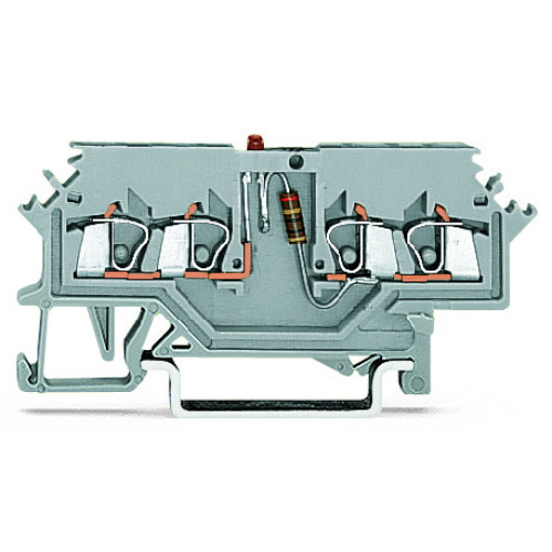 Component terminal block, 4-conductor, LED (red), gray