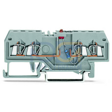 Component terminal block, 4-conductor, LED (red), gray