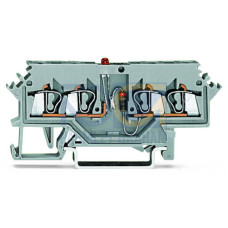 Component terminal block, 4-conductor, LED (red), gray