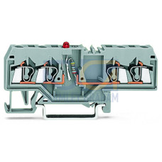 Component terminal block, 4-conductor, LED (red), gray
