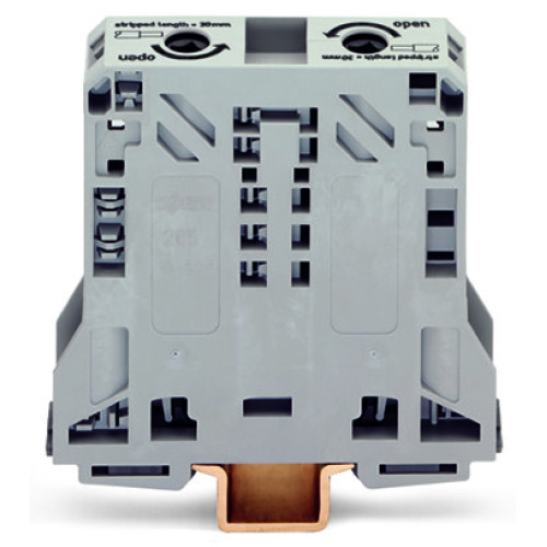 2-conductor through terminal block, 50 mm&sup2;, lateral marker slots, gray