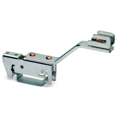 Busbar carrier, for busbars Cu 10 mm x 3 mm, single side, angled, silver-colored